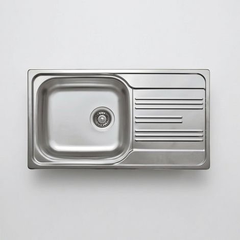Évier de cuisine encastrable en acier inoxydable avec 1 cuve et égouttoir, 78 x 43,5 cm, finition satinée - Lonsy