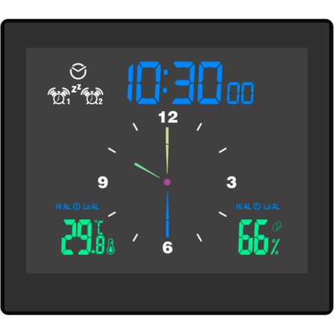 Horloge numérique étanche pour salle de bain, avec thermomètre et double alarme avec fonction snooze (1/5)