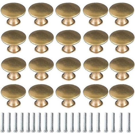 Türgriffe aus Messing, 20er-Set, Vintage-Stil. Tür- und Schubladenknöpfe für Möbel und Schränke. (1/5)