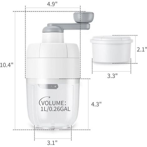 Rasoir à Glace Manuel, Machine à CôNes de Neige, Broyeur à Glace PiléE Portable avec 2Bacs à GlaçOns Gratuits pour la Maison et