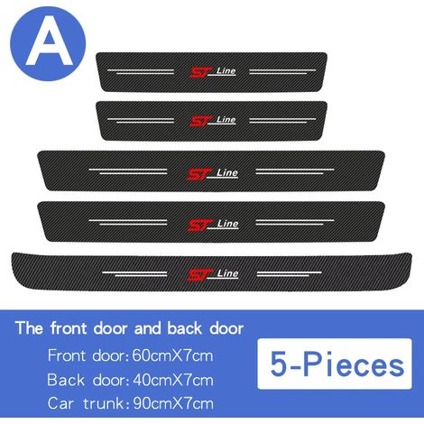 (Lot de 5 pièces) Convient pour : Focus ST LINE, autocollant de seuil de porte en fibre de carbone, film protecteur anti-rayures et imperméable, accessoires pour coffre (1/4)