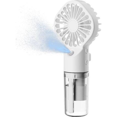 Ventilateur brumisateur portable – portatif avec fonction brumisation – rechargeable par USB-C – 4 vitesses réglables – Blanc (1/4)