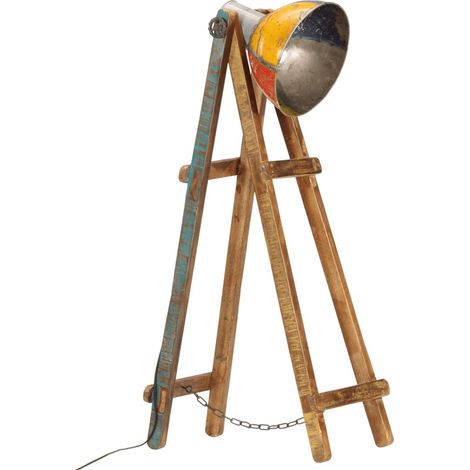 Lampadaire multicolore E27 bois massif de manguier (1/5)