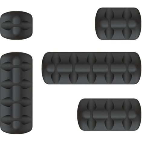 Noir Clips Câble Organisateur Bureau - Lot de 5 - Range Câbles Silicone Fixe Câble Adhésif Attache-Câble Rangement Cordon de Bureau pour Câbles de Chargeur/Souris/Écouteur/Téléphone (1/5)