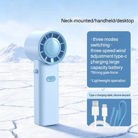 Mini Ventilateur de Poche Haute Vitesse, Batterie Rechargeable 500mAh, USB-Bleu (1/5)