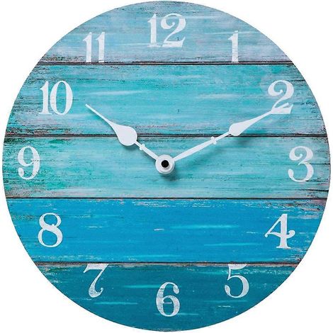Horloge murale numérique créative pour salon, motif paysage de plage silencieuse - Style 2 (1/5)