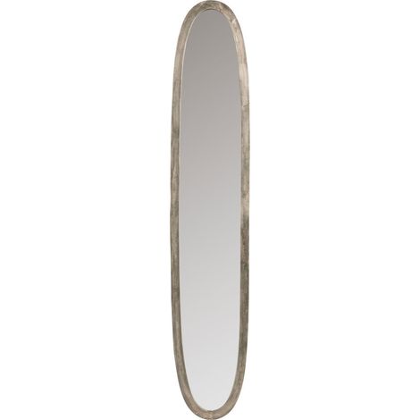 Miroir ovale 33,5x179,5 cm en aluminium gris
