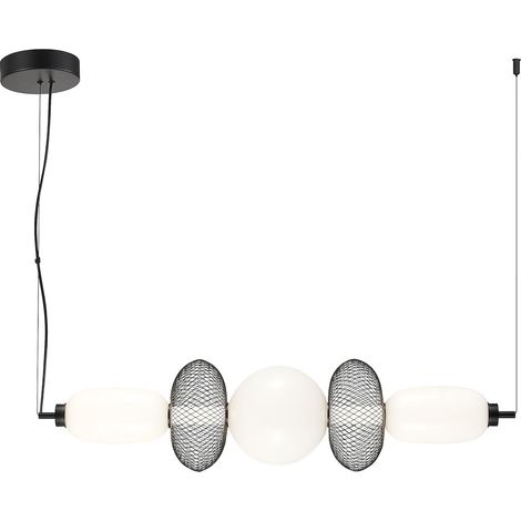 Lámpara colgante moderna negra con pantallas de alambre de vidrio, elípticas, para salón, comedor, sobre la mesa, luz cálida, LED 32W ARAME Milagro (1/5)