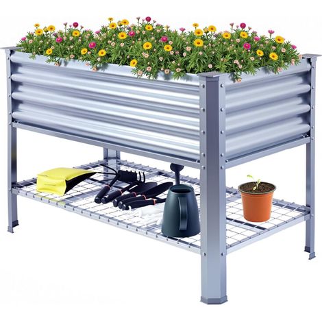 High Leg Vegetable Garden (4 x 2 x 2.6 FT/120 x 60 x 80 cm) (Metal with Base Plate) (1/5)