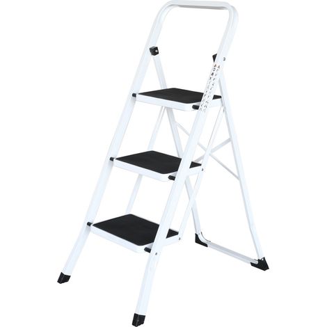 Escalera doméstica 3 peldaños - Plegable - Blanca