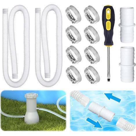 Tuyau Piscine 32mm, Tuyau Aspirateur Piscine 2 PCS, Tuyau Pompe Piscine 150 cm, Tuyaux pour Piscine avec manchons, Épaississant Flexible et Étanche, pour Pompe de Filtration et Piscine (1/5)