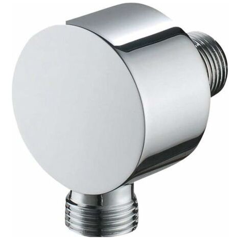 Coude d'alimentation en eau en laiton massif pour douchette coude d'alimentation en eau rond robinet d'équerre mural chrome poli (1/4)