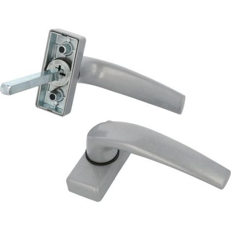 Poignée De Porte - Aluminium - 121 X 72 Mm - Tige Carrée 8 Mm - Entraxe Vis 46 Mm - Argent - 1 Pièce (1/5)