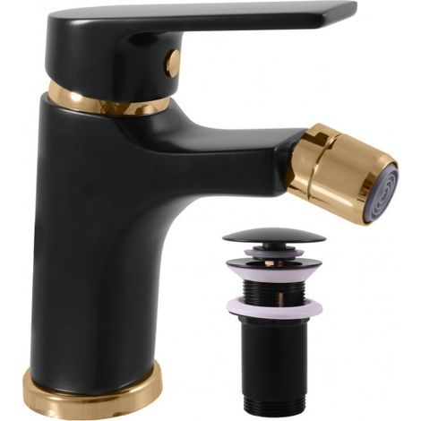 Mitigeur bidet COLORADO en laiton doré noir avec siphon (1/3)
