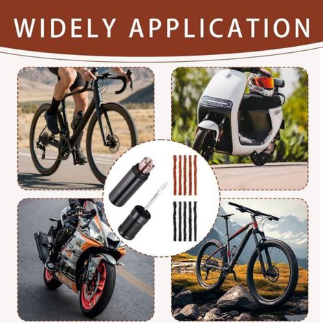 Kit Réparation Tubeless - Alésoir À Fourche + 15 Bandes Adhésives En Caoutchouc Vulcanisé - Pour Vélos Route Et VTT - 1 Pièce (1/5)