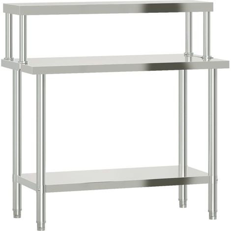 Table de travail de cuisine avec étagère 110x55x120 cm inox