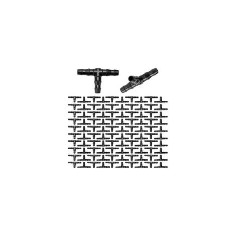 100 Pièces 4/7 mm Plastique Tee Raccord de Tuyau, T Connecteur Barbelé pour Tuyau d'arrosage de Jardin, Tee-Joint pour Irrigation Goutte a Goutte, pour Systèmes d'Arrosage Jardin, Pelouse (1/5)