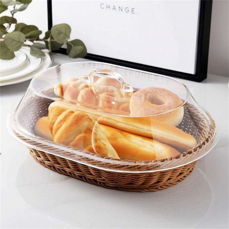 Panier En Rotin Synthétique Avec Couvercle Acrylique - Pour Fruits Pain Et Apéritif - Usage Intérieur Et Pique-Nique - 1 Pièce (1/5)