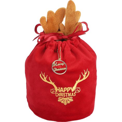 GARRYFIZH Sacs Cadeaux en Toile de Jute Tricotée avec Cordon de Serrage Santa Claus Snowman Elk Bear pour Enfants Emballage de Vacances (Z)