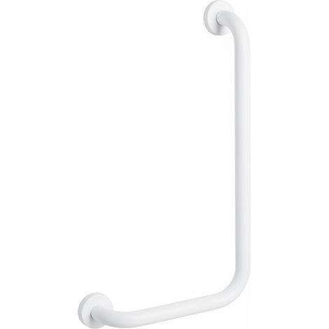 Corrimano angolare di sicurezza 35x65 cm con montante a destra in acciaio bianco