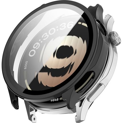 Funda 2 en 1 + cristal templado para Oppo Watch S, negro (1/5)