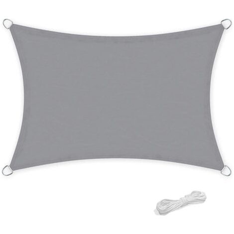 Ineasicer Sonnensegel, wasserdicht rechteckig 2 x 3 Meter für Garten & Terrasse, 95% UV-Schutz, Grau (1/5)