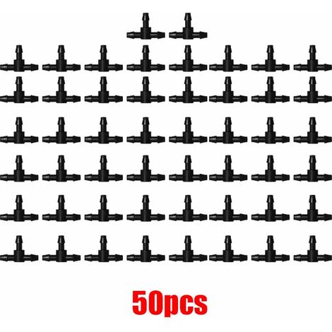 (50 raccords en T à crochet simple 4/7) Accessoires d'irrigation de jardin, adaptés aux serres