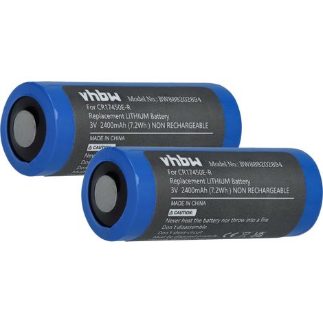 vhbw 2x Batterie Ersatz für CR17450E-R (3V, Lithium) für diverse Geräte