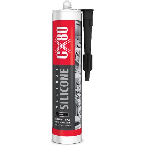 Silicona de construcción neutra CX80 para hormigón, madera y metal, color negro, 310 ml
