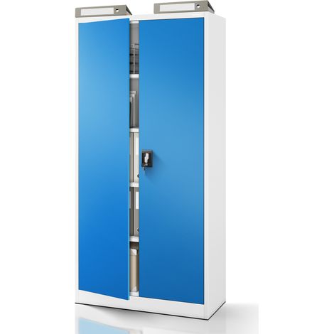 Classeur de bureau en métal JAN H, 900 x 1950 x 400 mm, gris-bleu