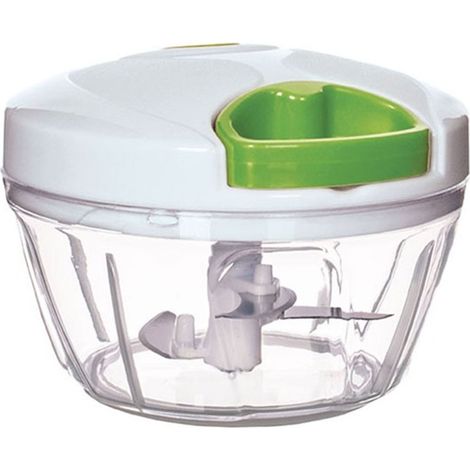 Mini tritatutto trita prezzemolo spezie cipolla aglio erbe 3 lame cucina contenitore trasparente per vedere contenuto tritato (1/5)