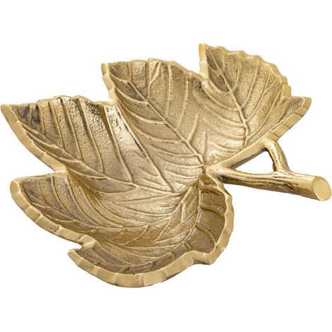 Coupe Décorative Feuille en Aluminium Doré ou Argenté, Lot de 18 Pièces, 23 x 21 x 5 cm - PANGIVO (1/5)