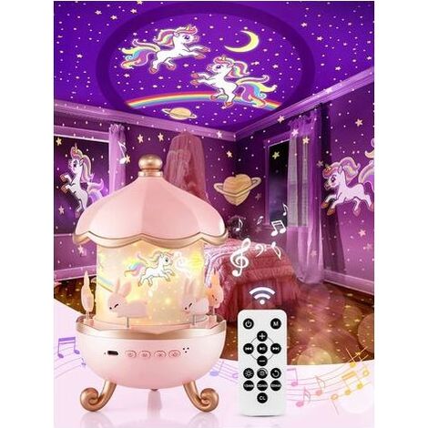 Tigrezy -Veilleuse Bébé Projecteur Ciel Etoile, Veilleuse Enfant Veilleuse Musicale et Lumineuse,12 Thèmes 360°Rotation Telecommandé Veilleuse Lampe LED,