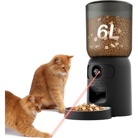 Distributeur Croquettes Chat Automatique, WiFi Caméra, Bol Inoxydable, Programmable (1/5)