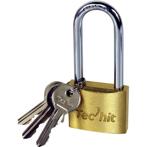 TEC HIT 428140 Cadenas en Laiton - 40 mm - Anse longue - 3 Clés