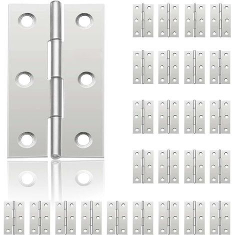 24 Pcs Small Door Hinges, Stainless Steel Hinge, DIY Door Hinges for Cupboard Door, Piano Hinge, Jewelry Boxes, Home Furniture, Cabinet (44mm 32mm)