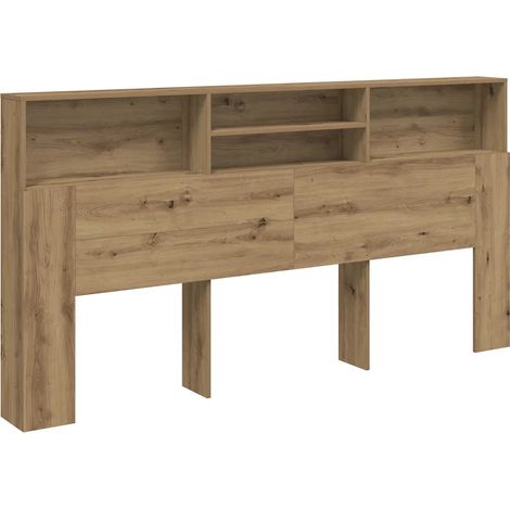 Armadio per testata letto contemporaneo con contenitore 200 x 19 x 103 cm in legno ingegnerizzato rovere artigianale 020050963
