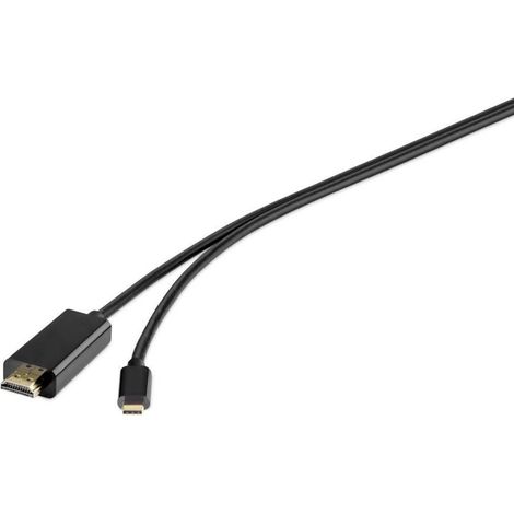 Câble adaptateur Trywise USB-C® / HDMI USB-C® mâle, Fiche mâle HDMI-A 1.80 m noir RF-4535910 Câble d'afficheur USB-C® A840332 (1/3)