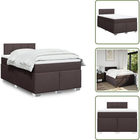 Sommier à lattes de lit et matelas marron foncé 120x190cm tissu - Sommier À Lattes De Lit - Sommiers À Lattes De Lit - Lit - Meuble De Chambre À Coucher (1/5)