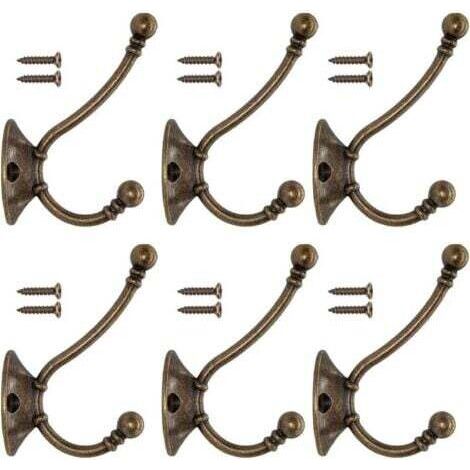 Stück Vintage-Wandgarderobenhaken, Huthaken aus Metall, Retro-Garderobenhaken für Bad und Küche, Design aus Gusseisen, Messing und Bronze (Schrauben inklusive)