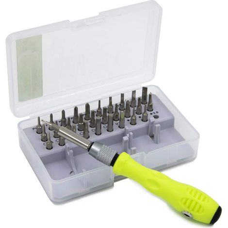 Kit De Tournevis 32-en-1 - 30 Embouts Torx Plats Cruciformes Hexagonaux - Tige Rétractable 9,5 Cm - Pour Réparation Électronique - 1 Pièce