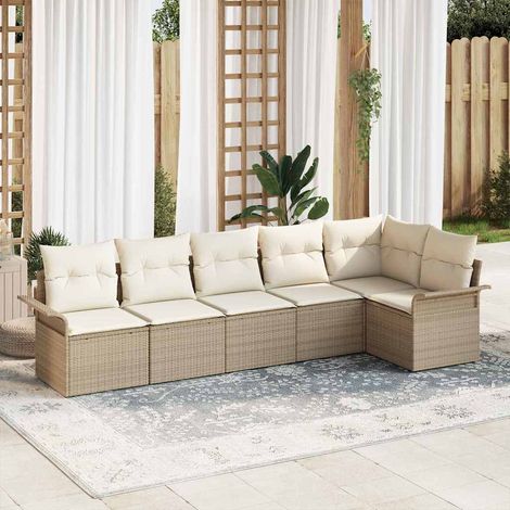 vidaXL Set Divano da Giardino 6 pz Beige polyrattan (1/5)