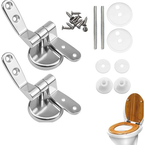 Charniere Abattant Wc 2 Lot, Kit De Charnière Remplacement Pour Siège De Lunette Wc Universel, Fixation Abattant Wc De Toilettes À Charnière Avec Vis En Alliage De Zinc (1/5)