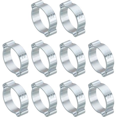 Collier de Serrage Double Oreille O Clips 22-25mm Ton Argent 10pcs (1/5)