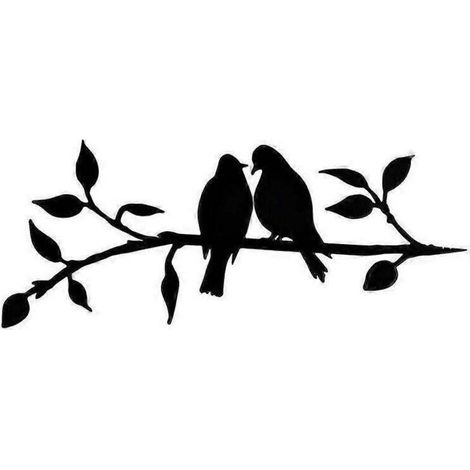 Silhouette d'oiseau en acier, décoration d'oiseaux sur branche en acier, œuvre d'art en métal, décoration d'arbre, pour la décoration extérieure de jardin et de terrasse (C) (1/3)