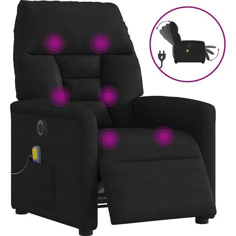 Chaise relaxante électrique réglable en tissu microfibre noir – Fonction inclinaison, massage et chauffage – Design ergonomique pour salon ou bureau (1/5)