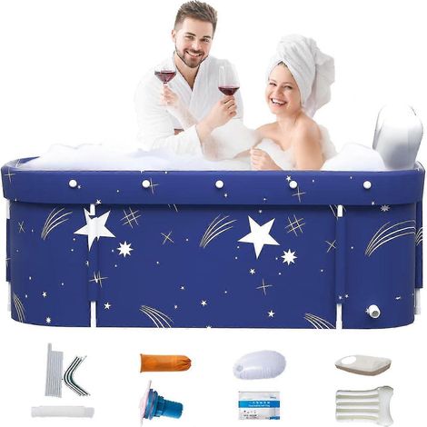 Baignoire pliable et portable pour adultes et enfants, effet spa, maintient la température, dimensions : 120 x 55 x 50 cm (1/5)