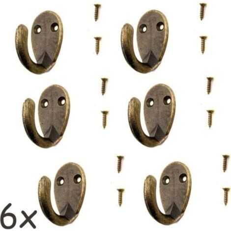 Lot de 6 crochets antiques pour porte-manteau, porte-serviettes, crochets en fer en laiton bronze, style vintage maison de campagne, rétro, ovale