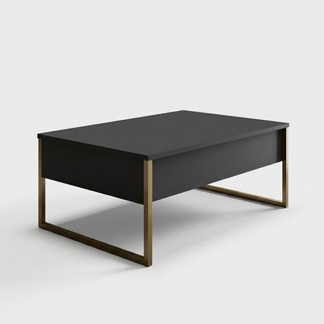 Mesa de centro de melamina con patas de metal Luxe Antracita - Oro