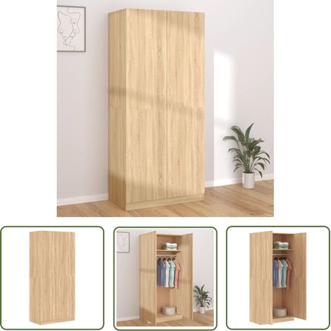The Living Store Kleiderschrank Sonoma-Eiche 90x52x200 cm Holzwerkstoff - Schlafzimmermöbel - Kleiderschrank - Holzmöbel - Garderobe - Kommode (1/5)